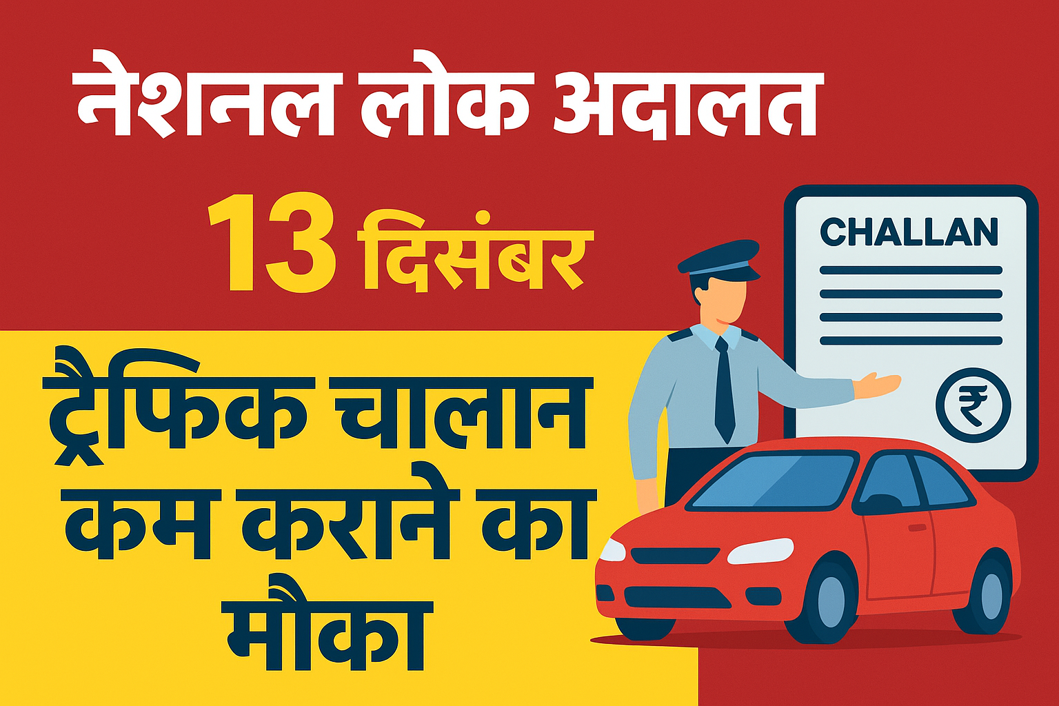 National Lok Adalat 13 December: ट्रैफिक चालान कम कराने का मौका